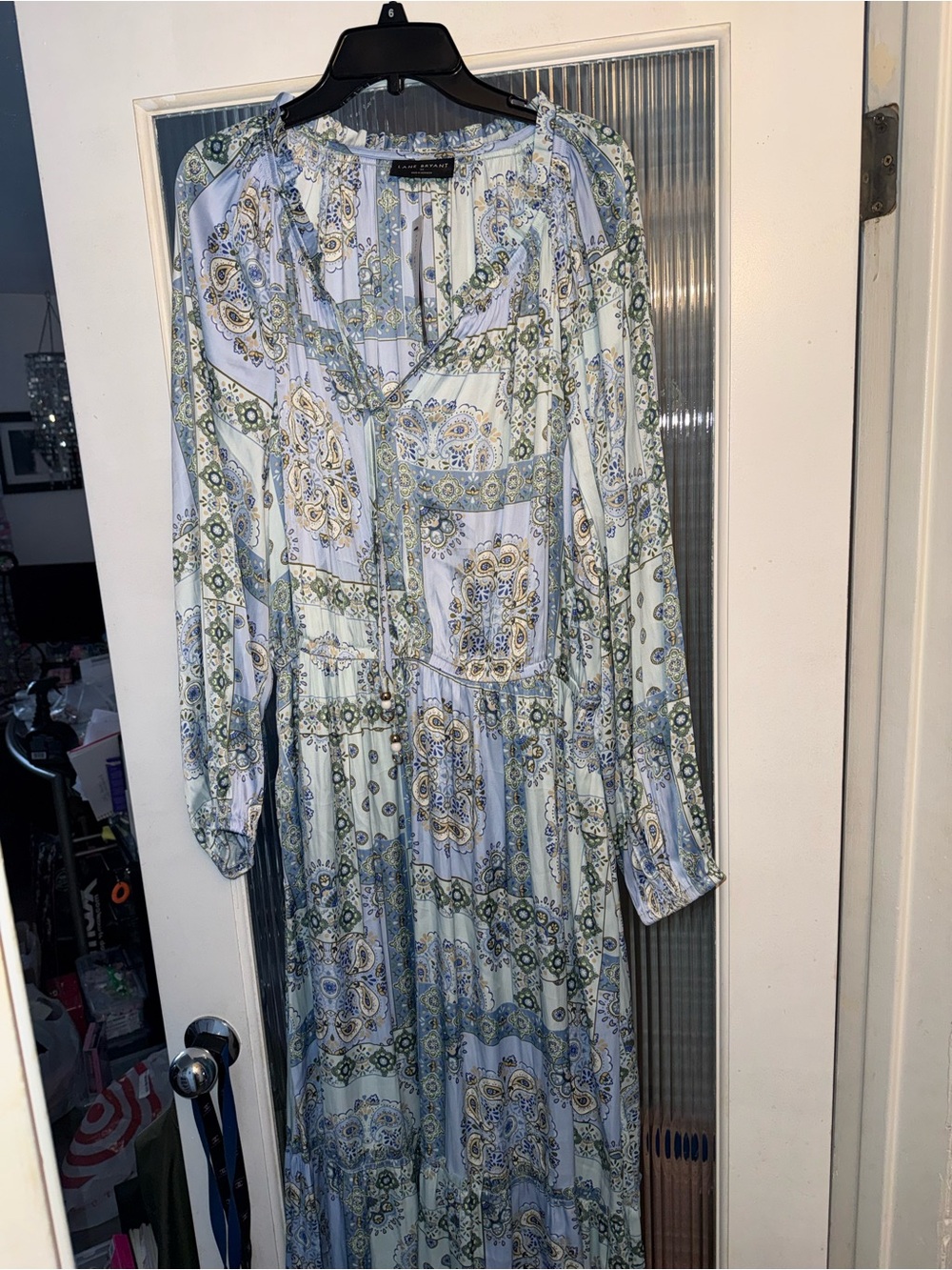 Lane Bryant Light Blue Paisley & Medallion Maxi Dress